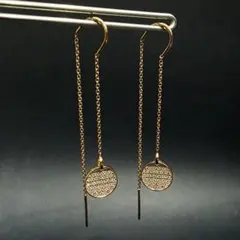 アメリカンピアス ロング チェーン ゴールド パヴェ 揺れる 高級クリスタル