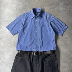 ラルフローレン "サックスブルー" ストライプ 半袖シャツ 短丈 cboy 難有のサムネイル