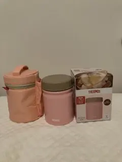 【美品】THERMOS スープジャー 400ml ピンク 保温ケース付き