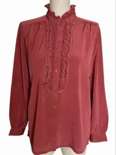 美品 日本製 ヴィンテージ 柄有り 昭和レトロ 長袖ブラウス 長袖シャツ