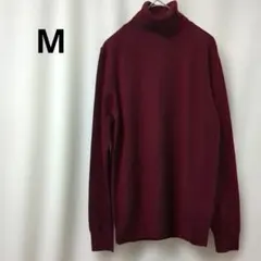 無印良品 ウール100％ タートルネック ニット セーター M ボルドー