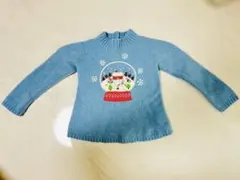 ファミリアfamiliar ラメ入り水色ニット セーター　90