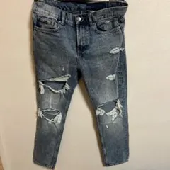 ダメージ加工 ダークブルー デニムパンツ サイズ31のサムネイル