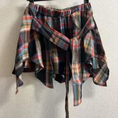 値下げしました！チェック柄フレアスカート（リボン付き）
