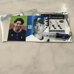 ファイターズ山崎福也【シークレット】選手直筆ペンライトキーホルダー&ミニフォト