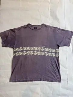 希少usa製黒タグ90s PATAGONIA リーフ柄染め込みTシャツ L