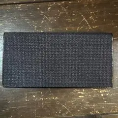 本場結城紬 黒 レザー 長財布