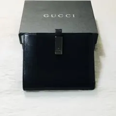 GUCCI グッチ フラップ留め 二つ折り財布 ブラック レザー 101566