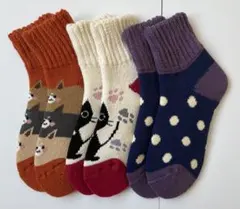 レディースルームソックス3足セット　22-25cm 超厚手裏起毛　ゆったり口ゴム