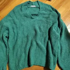 BAYFLOW グリーン Vネックニット 長袖サイズ3
