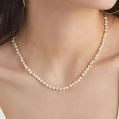 グリーンレーベルリラクシング 淡水パール＆カラービーズ ネックレス