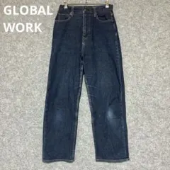 GLOBAL WORK 濃紺 ストレートデニム ボタンフライ
