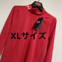 新品　アンダーアーマー マーク入りハイネックカットソー・アンダーシャツXL・赤