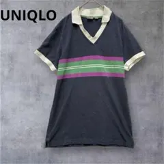 【ユニクロ】マイケルバスティアンコラボ　ポロシャツ　ボーダー　ネイビーM
