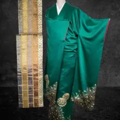 R7SK1312 振袖+帯 2点セット 美品 金彩 西陣 東宮 正絹 凪織