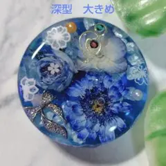 レジン ヘアゴム キーホルダー ドライフラワー 月 ブルー パープル