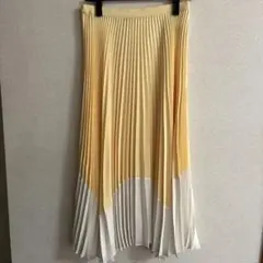 ＊訳あり UNIQLO プリーツカラーブロックスカート ロングスカート M