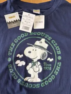 PEANUTS スヌーピー Tシャツ ネイビー 新品　スカウトクラブ柄のサムネイル