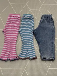フレアボトムとデニムパンツセット