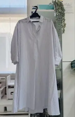 a.V.V standard シャツワンピース 長袖 ストライプ