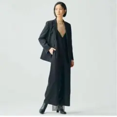 【PLST プラステ】　コンフォートリュクスキャミサロペットパンツ　黒　S 無地のサムネイル