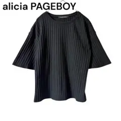 alicia PAGEBOY アリシアページボーイ リブカットソー 五分袖 黒のサムネイル