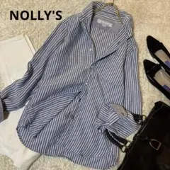 美品＊ノーリーズ　リネン100% 長袖シャツ オーバーサイズ ブルーストライプのサムネイル