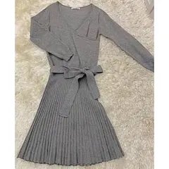 ROYAL PARTY ニットプリーツワンピース グレー