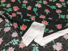 新着・ジャパナクラフト小薔薇柄綿ニット　赤薔薇×黒地　幅１０８ｃｍ×１５０ｃｍ長