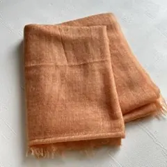 大判ストール オレンジ系 柔らか素材 フリンジ 無地 ショール マフラー