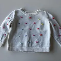BABY GAP ホワイトニットセーター カラフルポンポン