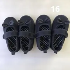 西松屋　フォーマル　靴　16cm 女の子　リボン　黒　双子