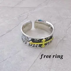シルバーリング クロススクリプト ヴィンテージ風 ワイド ストリート 指輪 T9