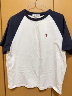 U.S.POLO ASSN. Tシャツ半袖 ホワイト ネイビー ワンポイント