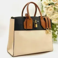 極上美品✨ルイヴィトン シティスティーマMM バッグ ブラック ベージュ O70