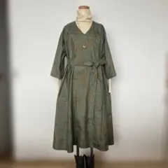 着物リメイク★正絹★紬★亀甲柄★ゆったりロングワンピース 着物リメイク＊ハンドメイド＊ワンピース 正絹 村山大島紬 紺霞A