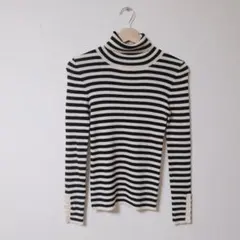 ✤本日限定✤組曲 ストライプ タートルネックセーター 長袖【2/M】