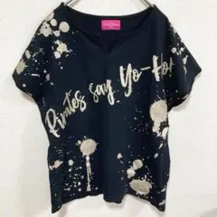 東京ディズニーリゾート フレンチスリーブTシャツ ブラック M～L