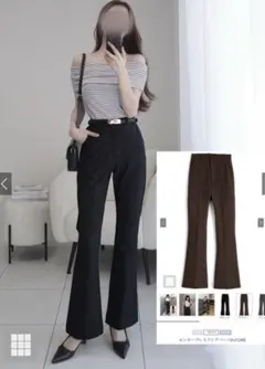 センタープレスフレアパンツ ブラック GRLのサムネイル