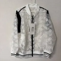 今日限り新品花柄レース シースルー ブルゾン ホワイト ブラックLサイズのサムネイル
