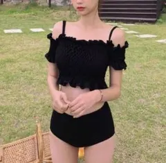 水着(カップ付)フリル オフショルダー