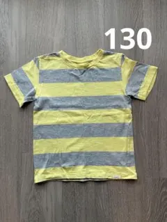 西松屋 ボーダーTシャツ イエロー×グレー 130cmのサムネイル