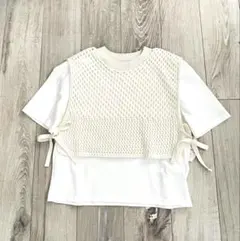 ZARA ザラ チャンキーニットディテール Tシャツ S