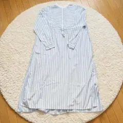 シャツワンピース/ストライプ/ブルー