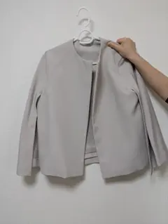 MilaOwen ノーカラー　ポンチョ、ジャケット、アイボリー　ベージュ　S