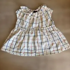 Birthday manina チェック柄 フリルブラウス 80cm