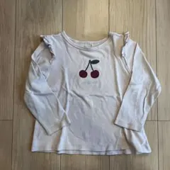petit main チェリー刺繍 長袖カットソー