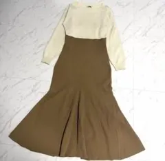 【美品】完売品✨️ノーブル ラウンド ネック バイカラー ニット ワンピース