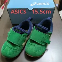 ASICS キッズスニーカー 緑色 ベルクロ　15.5.センチ