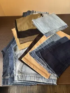 生地　布地　デニム　ジーンズ　ハギレ　カットパーツ　まとめ売り　15枚セット